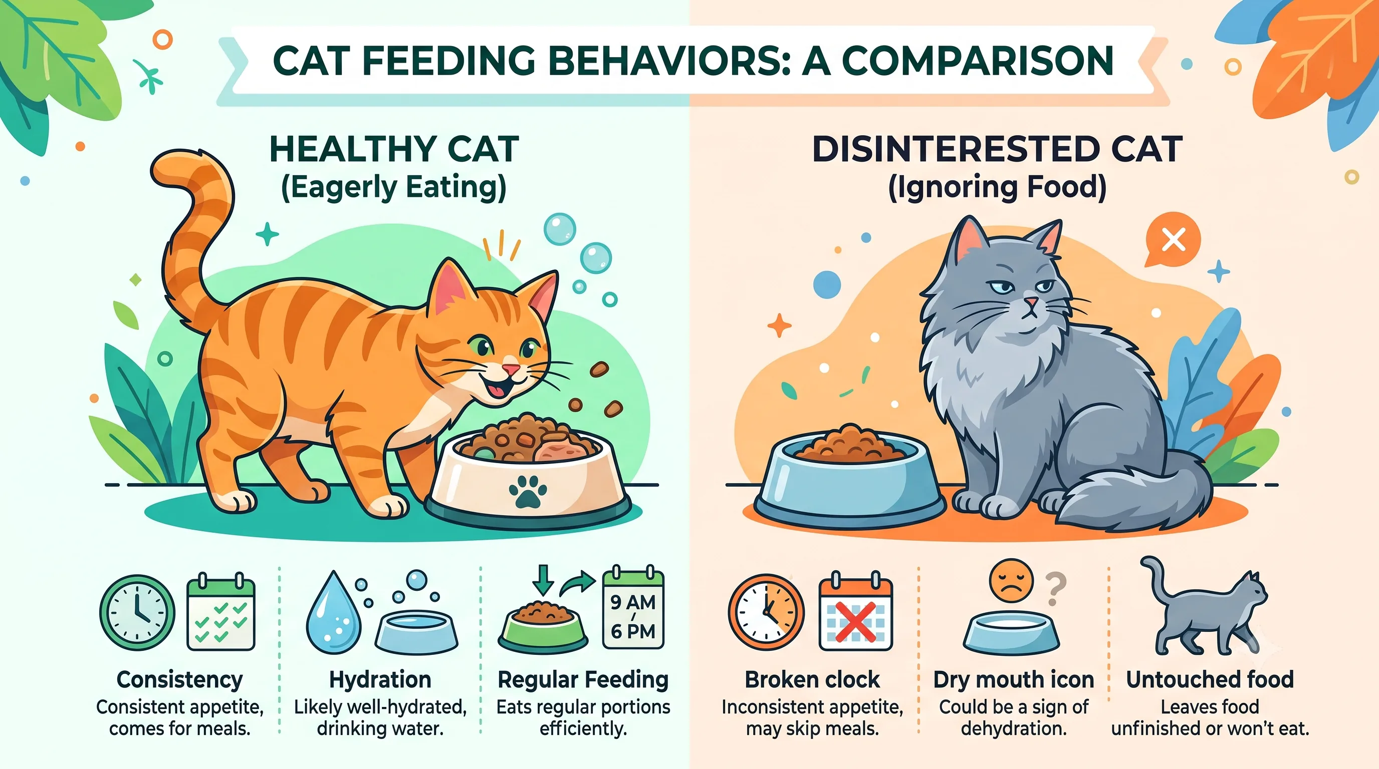 Healthy cat eating enthusiastically from a food bowl.