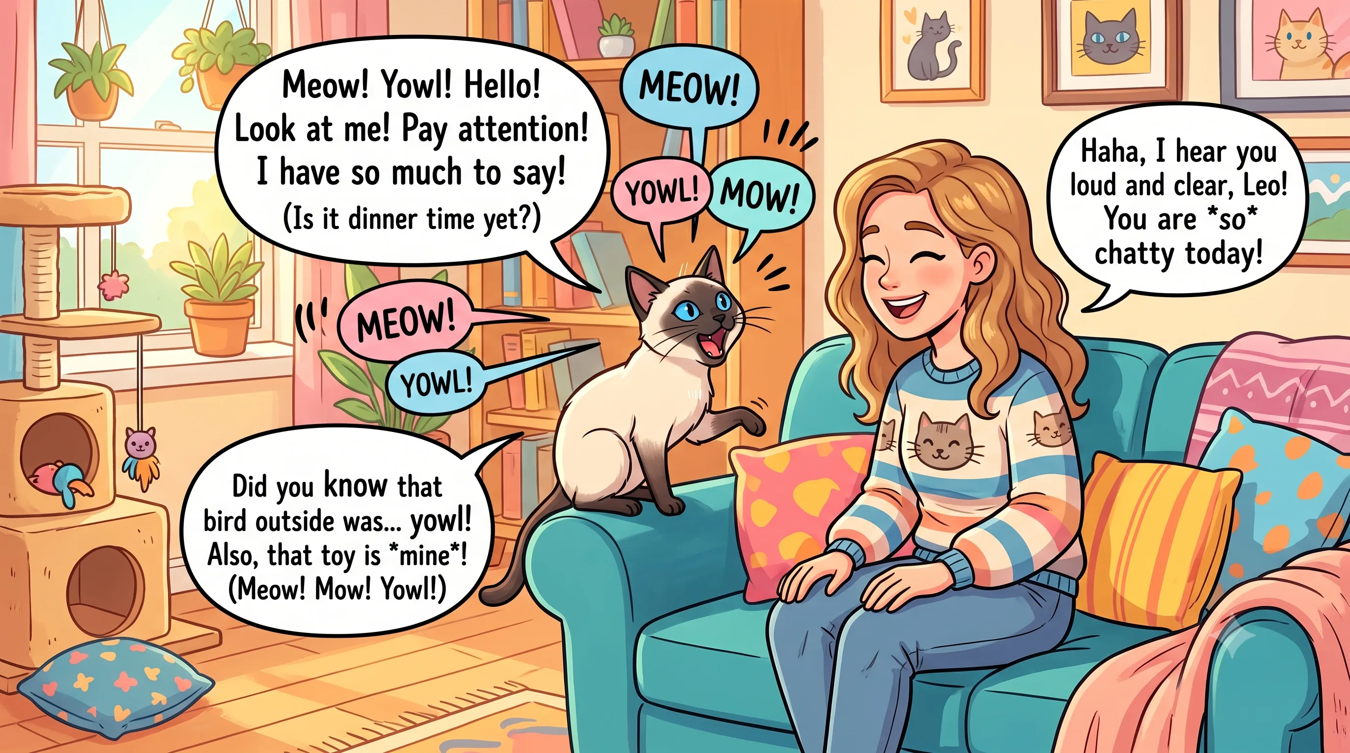 Siamese vocal personality illustration