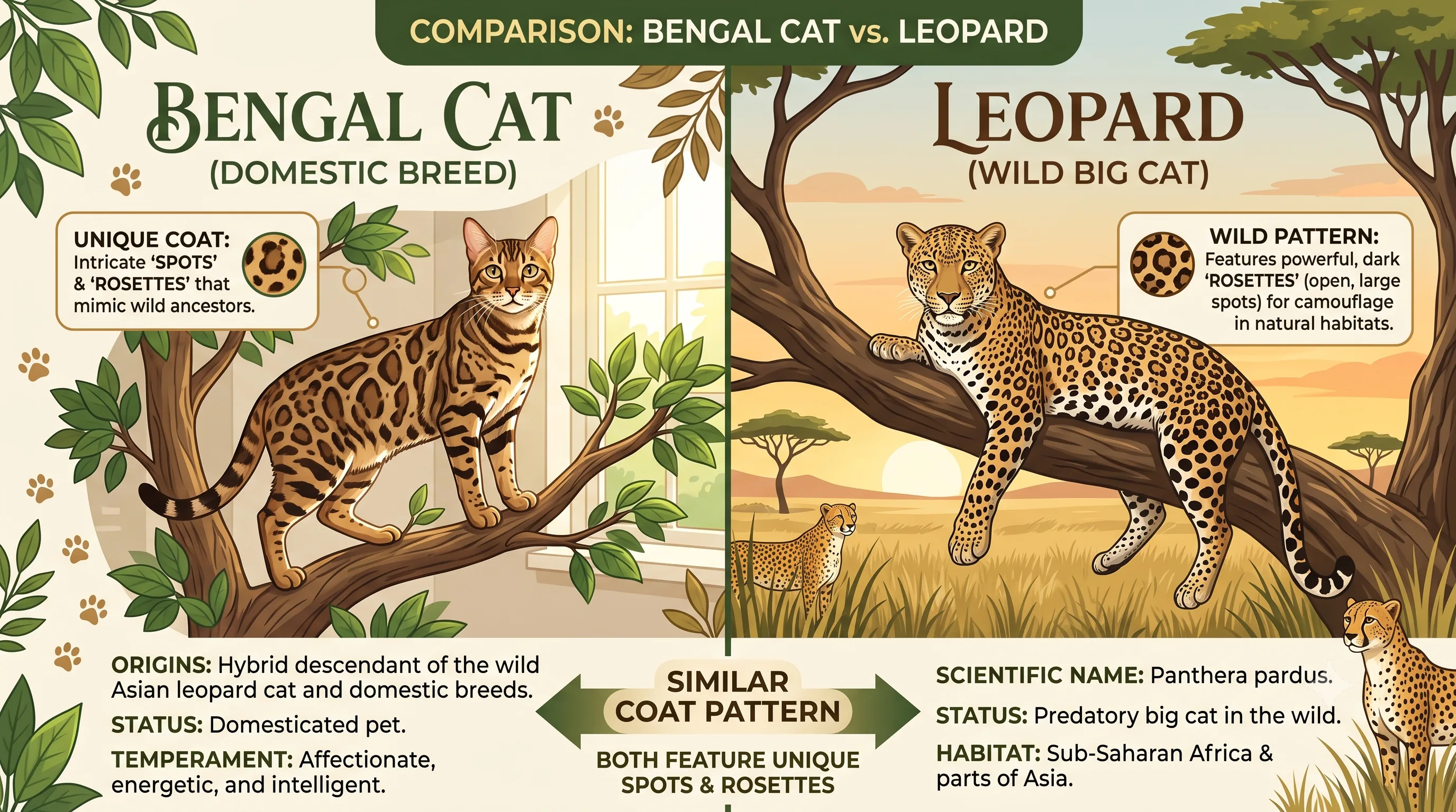 Bengal vs leopard comparison