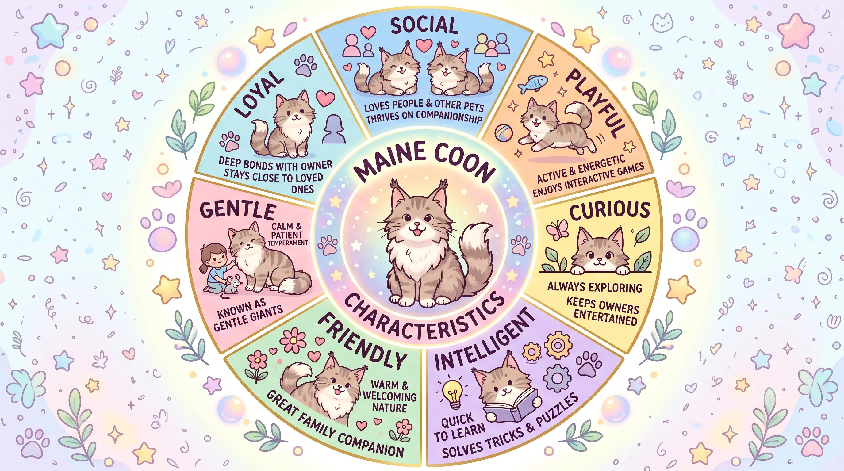 Growth timeline showing how Maine Coon cats mature over five years