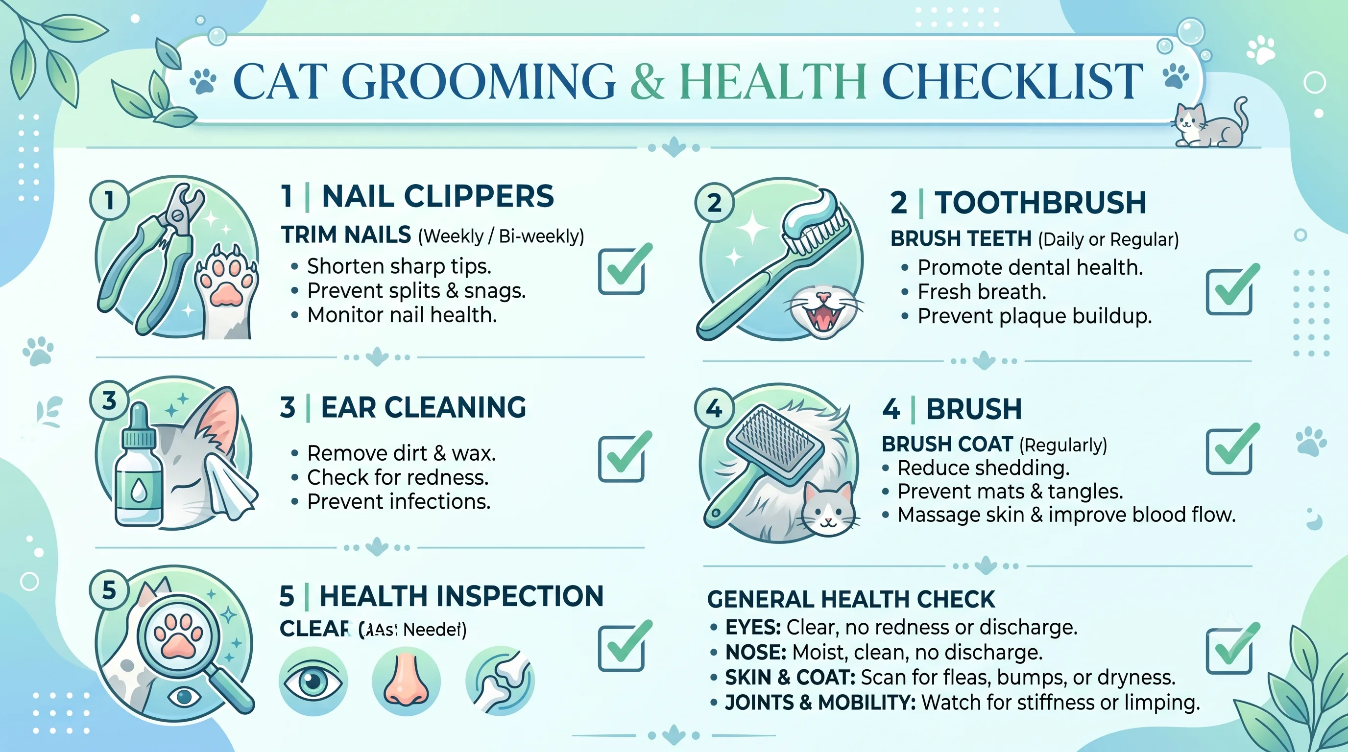 Grooming schedule for short-haired, medium-haired, and long-haired mixed-breed cats
