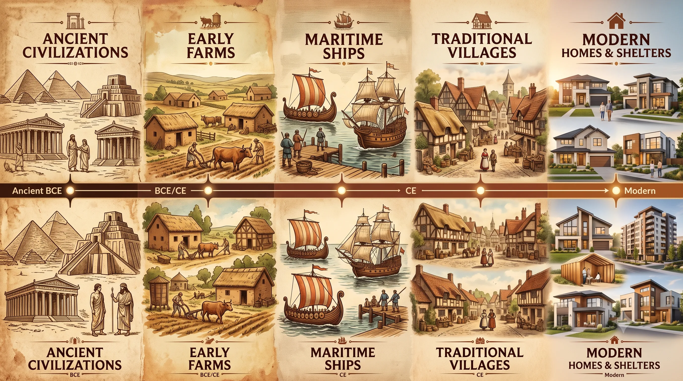 Timeline showing the history of mixed-breed cats from ancient times to modern homes